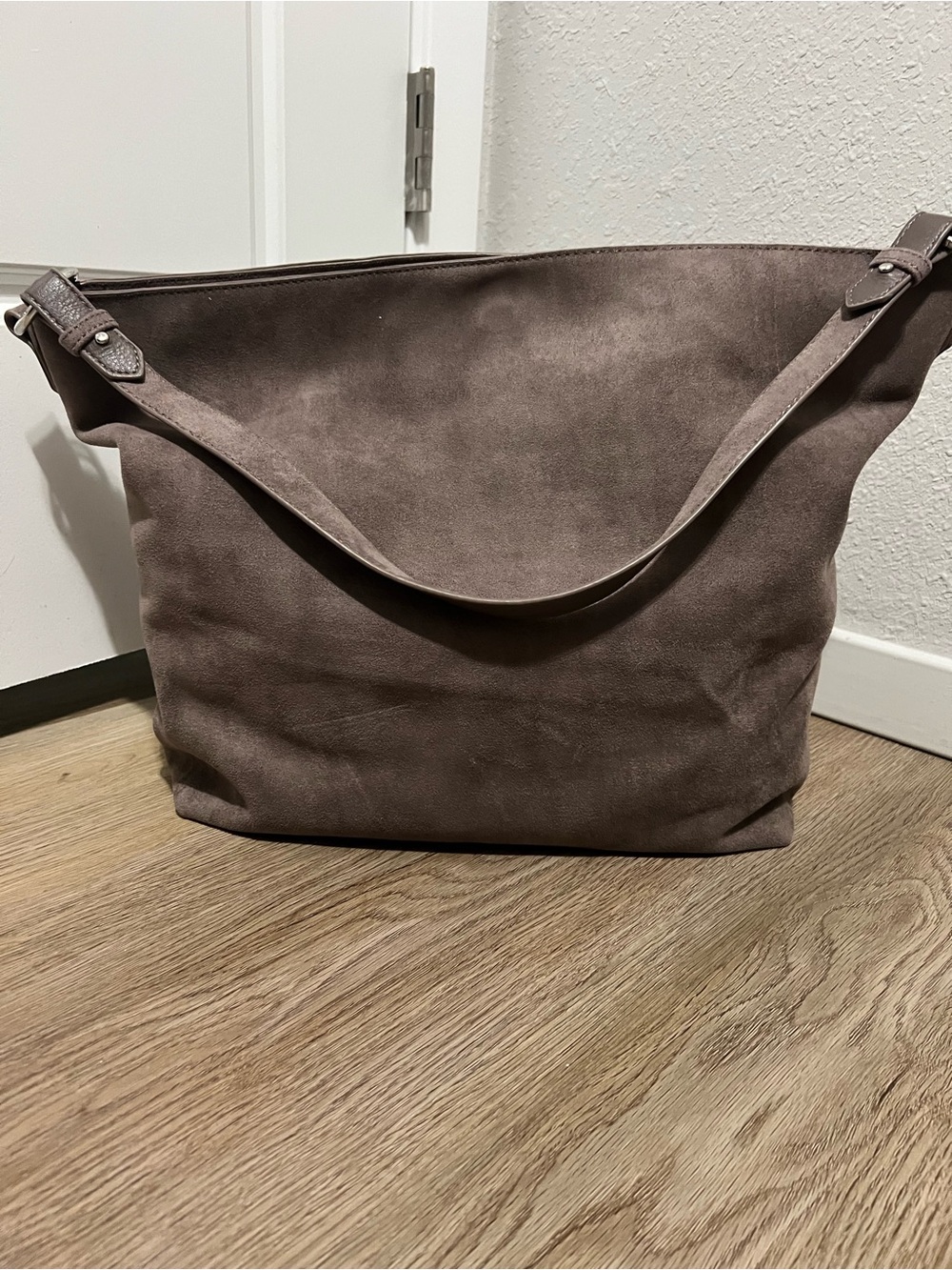 Old Navy Suede Shoulder Tote - Taupe Brown
